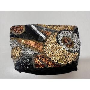 VTG Shoulder Bag Purse Coin MILOR 90s Gold Bronze Silver Sequins NWOT 2 Pc Set